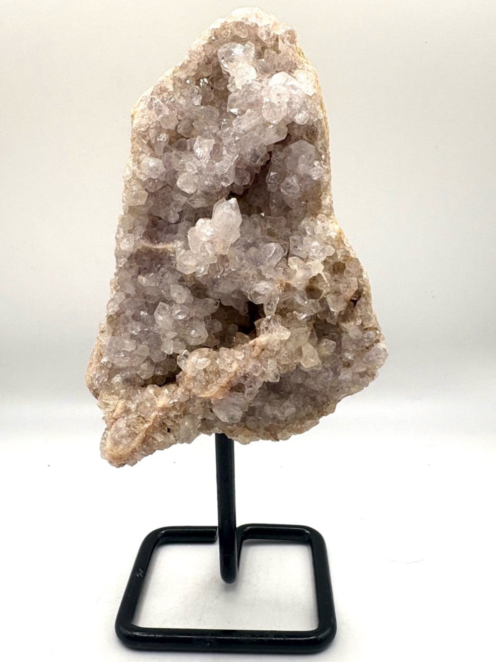 Amethyst Crystal Cluster Geode Specimen- mounted on Metal stand